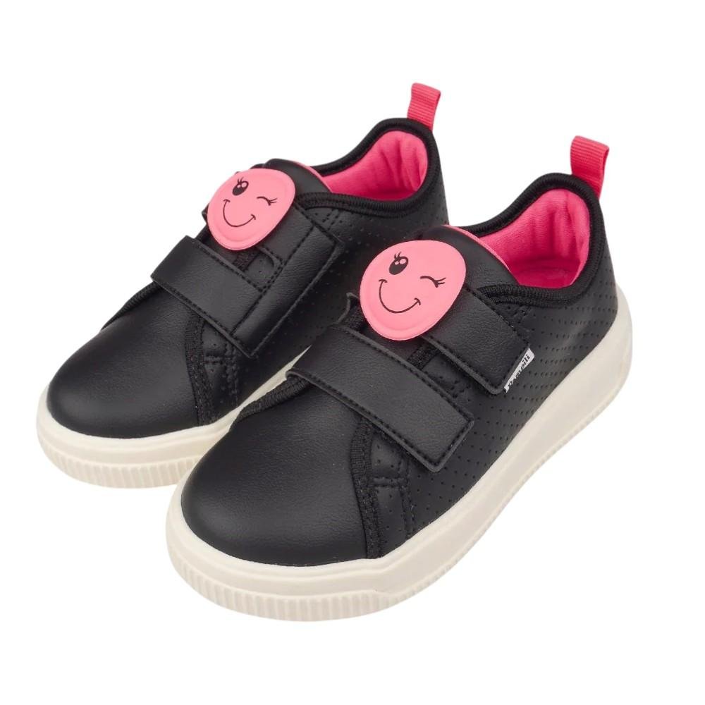 TÊNIS MENINA PAMPILI UP PATCH CARINHA PRETO E PINK FLUOR Preto/Rosa 6