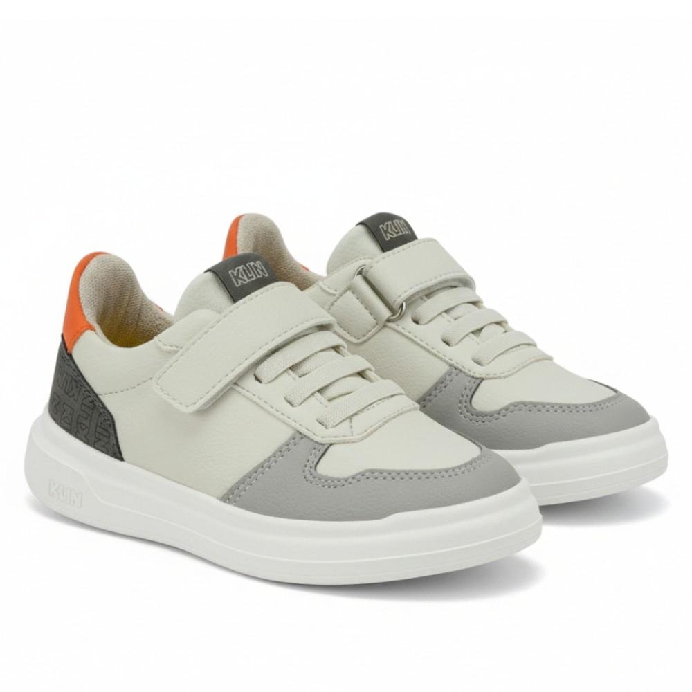 Tênis Infantil Klin Capri Mini Gelo/Grafite/Laranja Off White 2