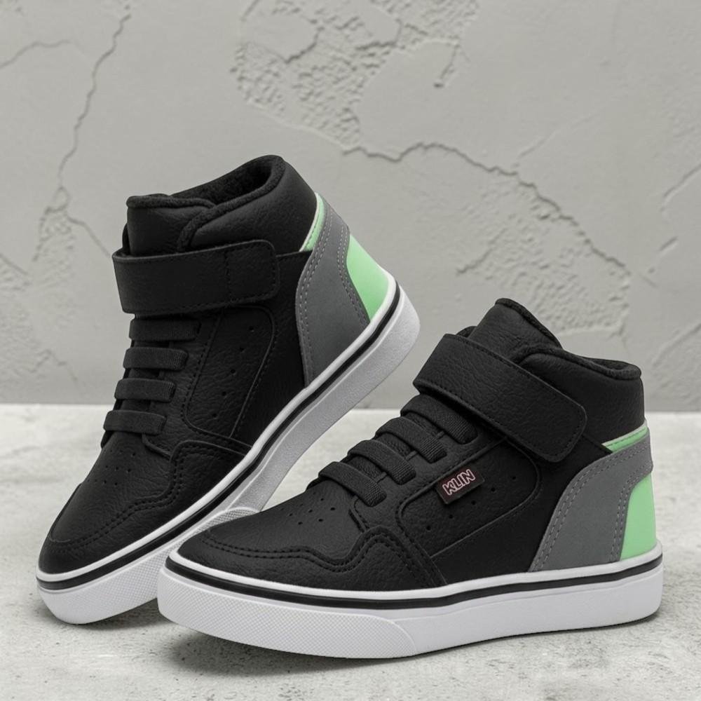Tênis Infantil Klin Freestyle Mini Preto/Grafite/Verde Preto 3