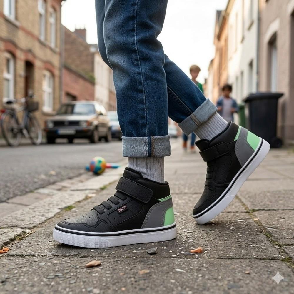 Tênis Infantil Klin Freestyle Mini Preto/Grafite/Verde Preto 4