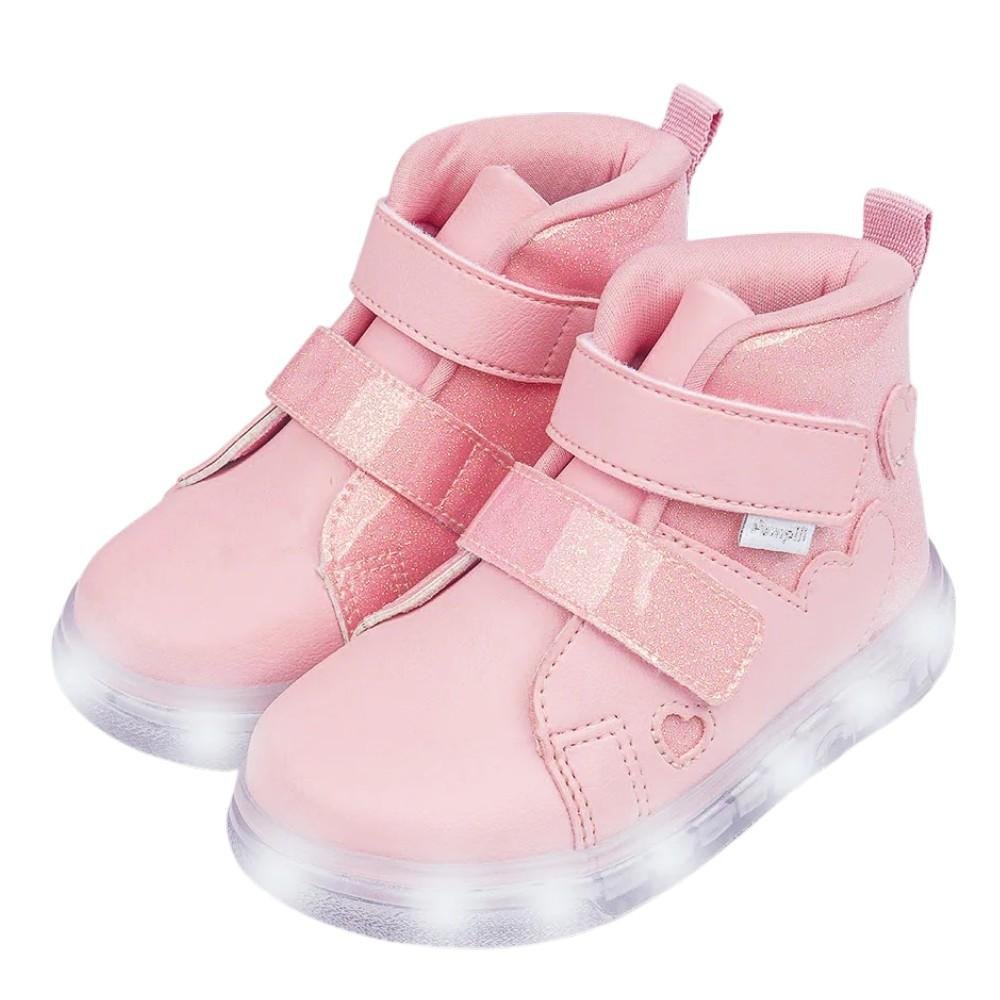 TÊNIS DE LED INFANTIL PAMPILI SNEAKER LUZ GLITTER ROSA GLACE Rosa 3