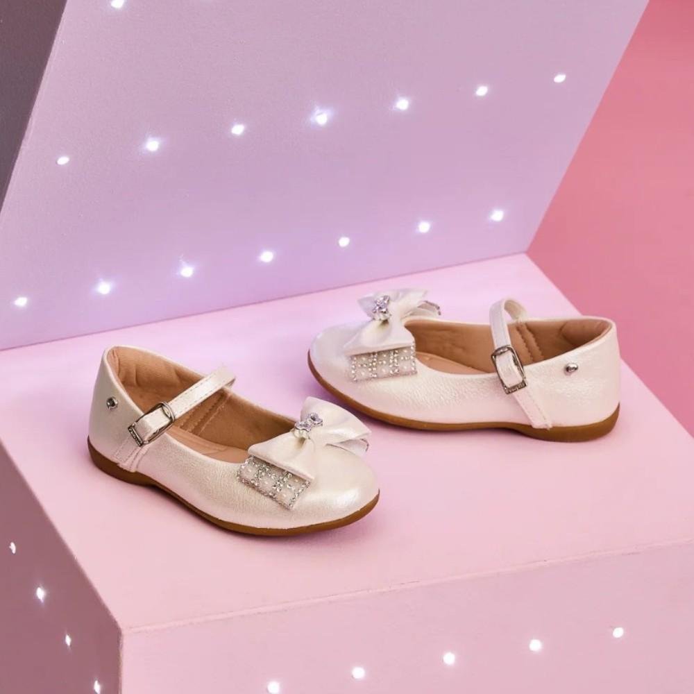 SAPATILHA INFANTIL PAMPILI BAILARINA STRASS PEROLADO BRANCO Branco 4