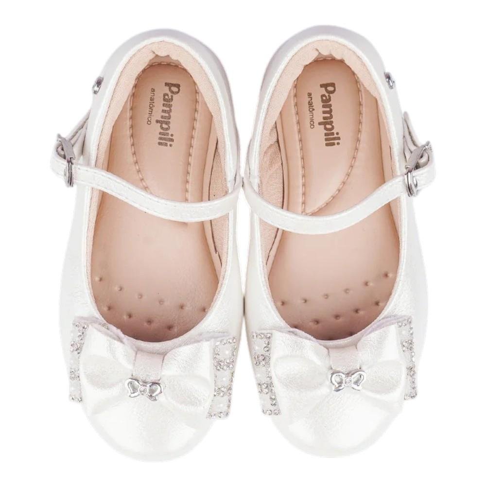 SAPATILHA INFANTIL PAMPILI BAILARINA STRASS PEROLADO BRANCO Branco 5