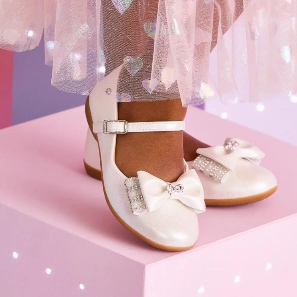 SAPATILHA INFANTIL PAMPILI BAILARINA STRASS PEROLADO BRANCO Branco 6