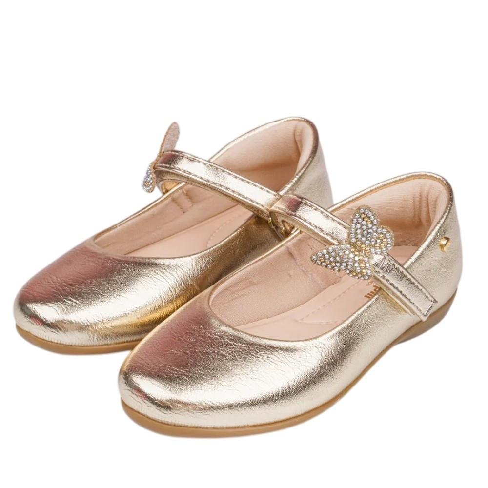 SAPATILHA INFANTIL PAMPILI BAILARINA BORBOLETA BRILHANTE Dourado 3