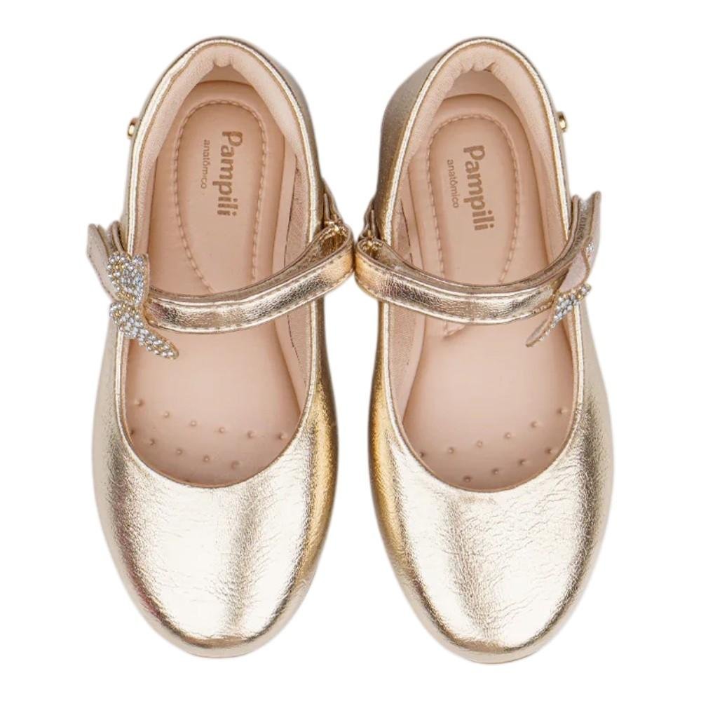 SAPATILHA INFANTIL PAMPILI BAILARINA BORBOLETA BRILHANTE Dourado 4