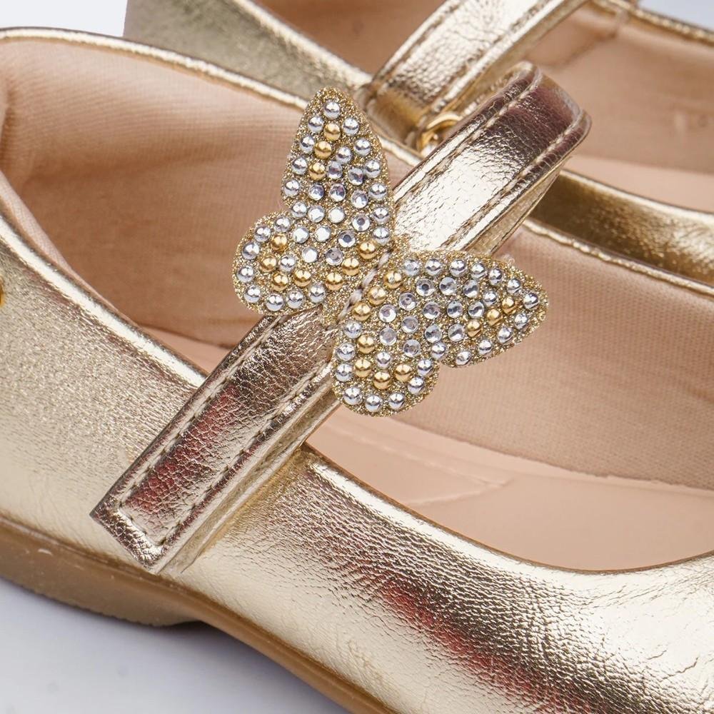 SAPATILHA INFANTIL PAMPILI BAILARINA BORBOLETA BRILHANTE Dourado 5
