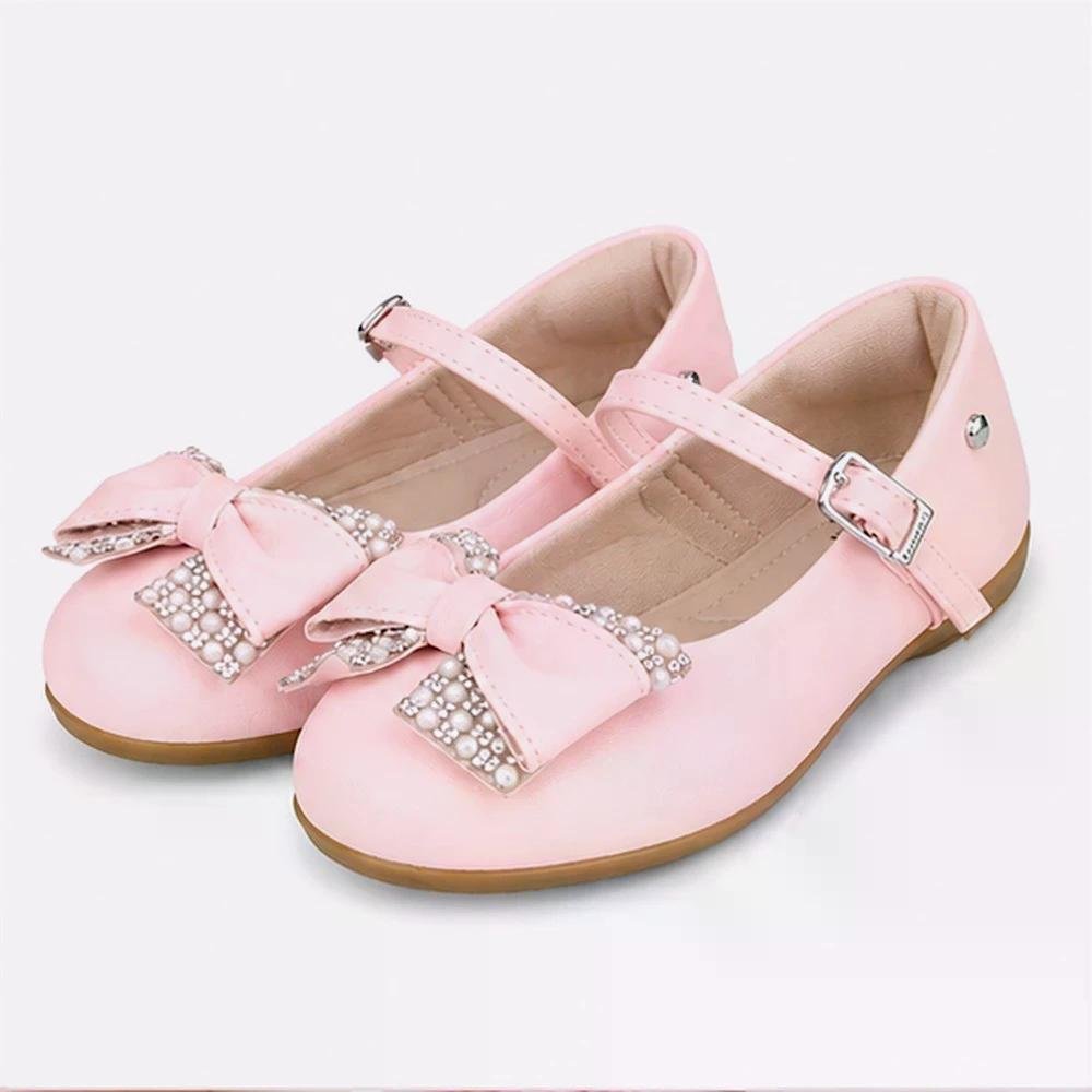 Sapatilha Menina Bailarina Laço Pérola Strass Rosa Pampili Rosa 2