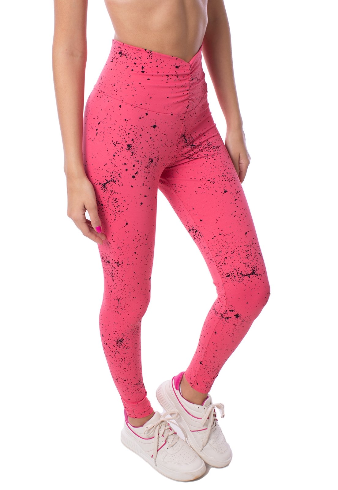 Calça Simony Fitness Legging Cós Franzido Jacquard Vermelho