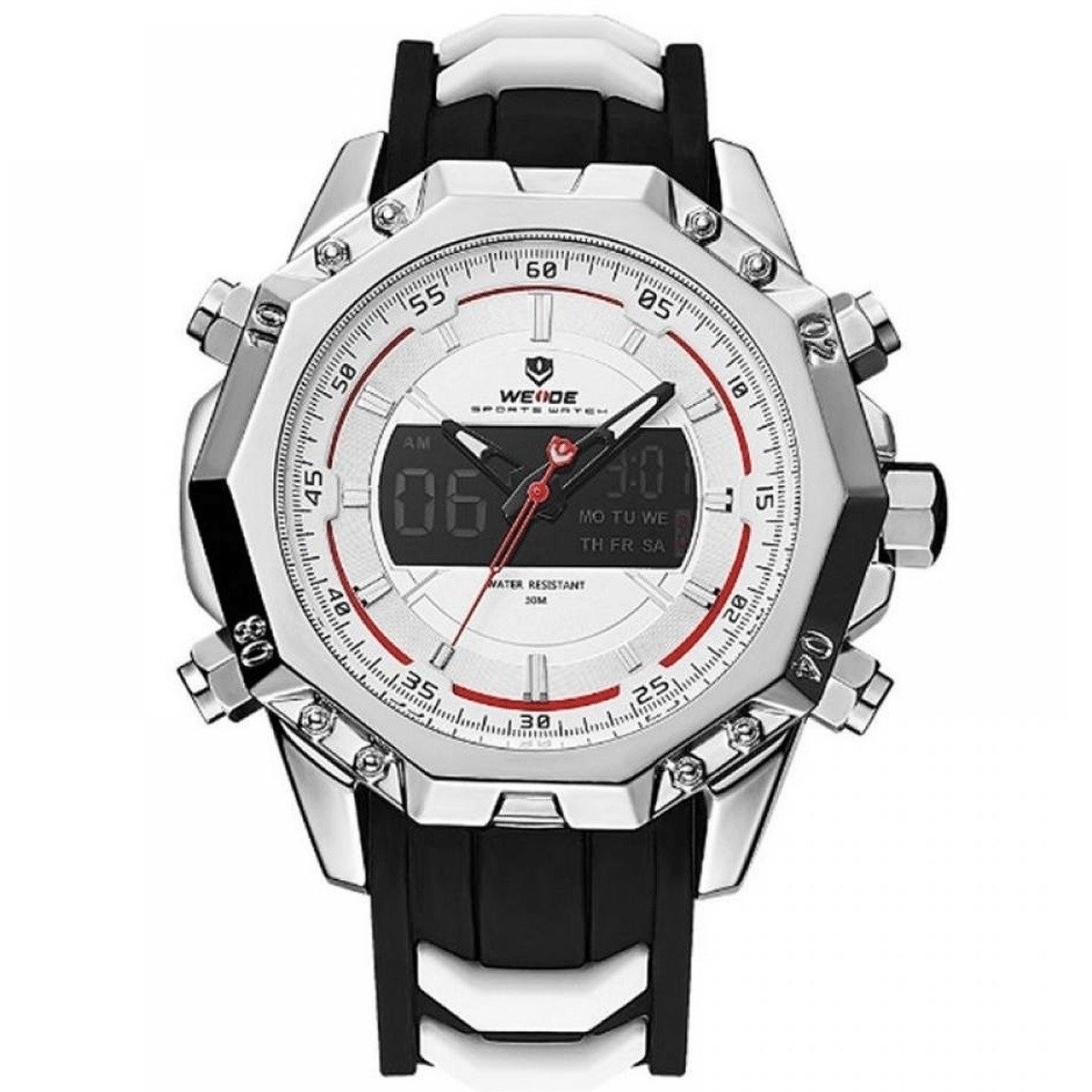 Relógio Masculino Weide AnaDigi WH-6406 - Prata, Preto e Branco Prata/Preto 1