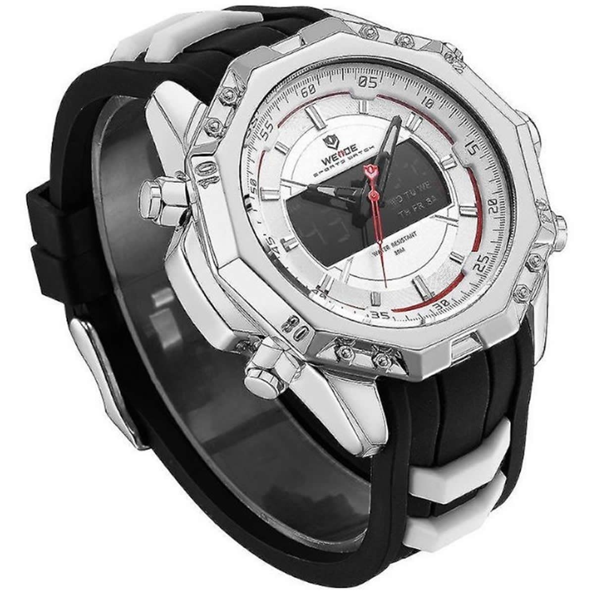 Relógio Masculino Weide AnaDigi WH-6406 - Prata, Preto e Branco Prata/Preto 2