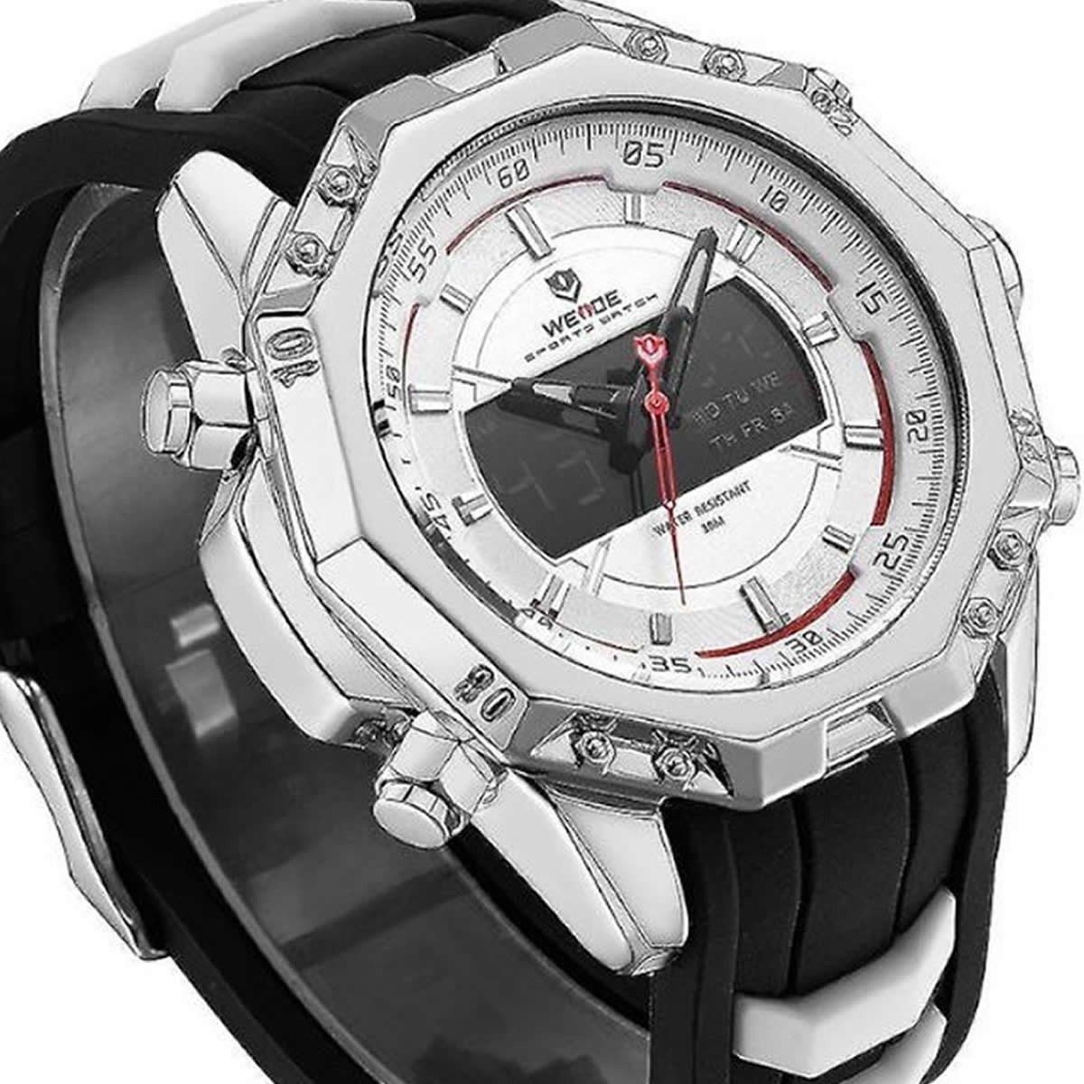Relógio Masculino Weide AnaDigi WH-6406 - Prata, Preto e Branco Prata/Preto 4