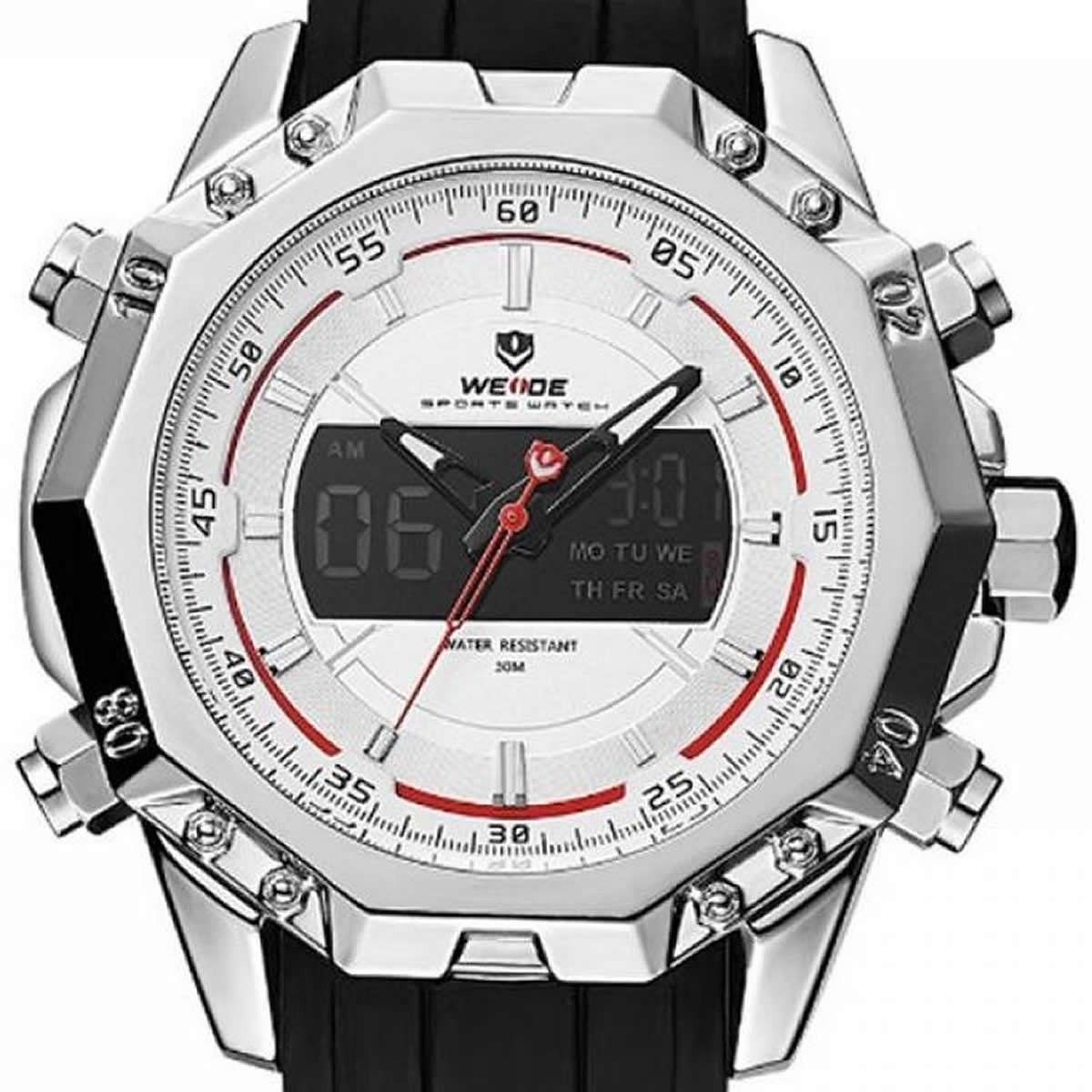 Relógio Masculino Weide AnaDigi WH-6406 - Prata, Preto e Branco Prata/Preto 5