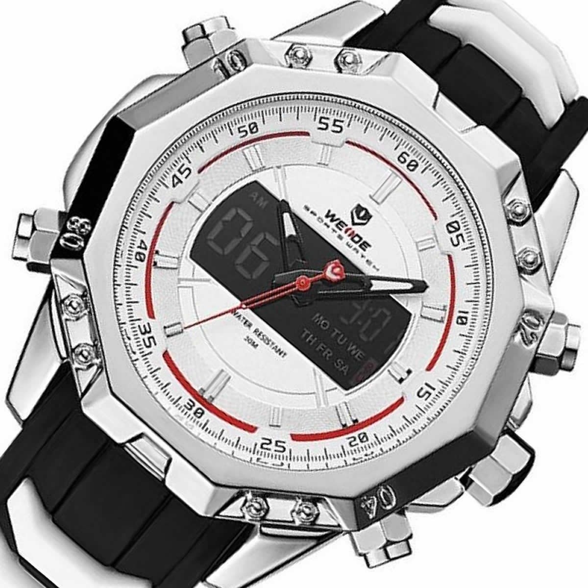 Relógio Masculino Weide AnaDigi WH-6406 - Prata, Preto e Branco Prata/Preto 7