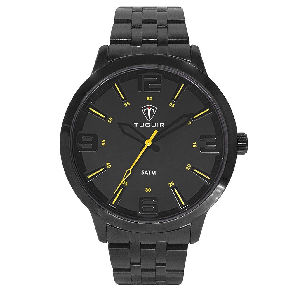 Relógio Masculino Tuguir Analógico TG161 - Preto e Amarelo Preto 1