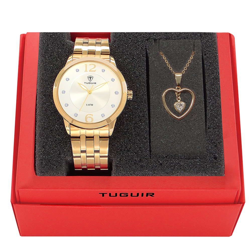 Kit Relógio Feminino Tuguir Analógico W2122 - Dourado e Prata com Brinde Dourado 1