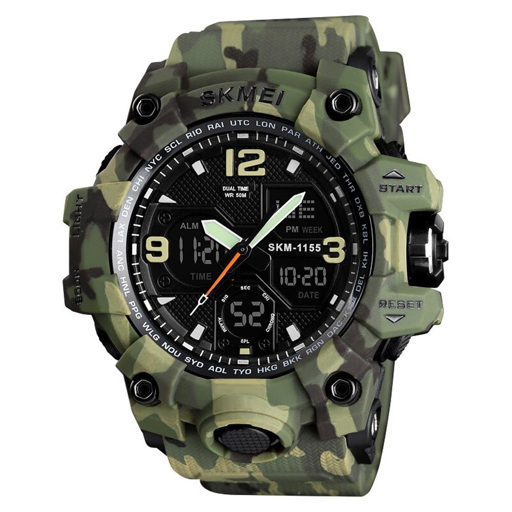 Relógio Masculino Skmei AnaDigi 1155 Verde Camuflado