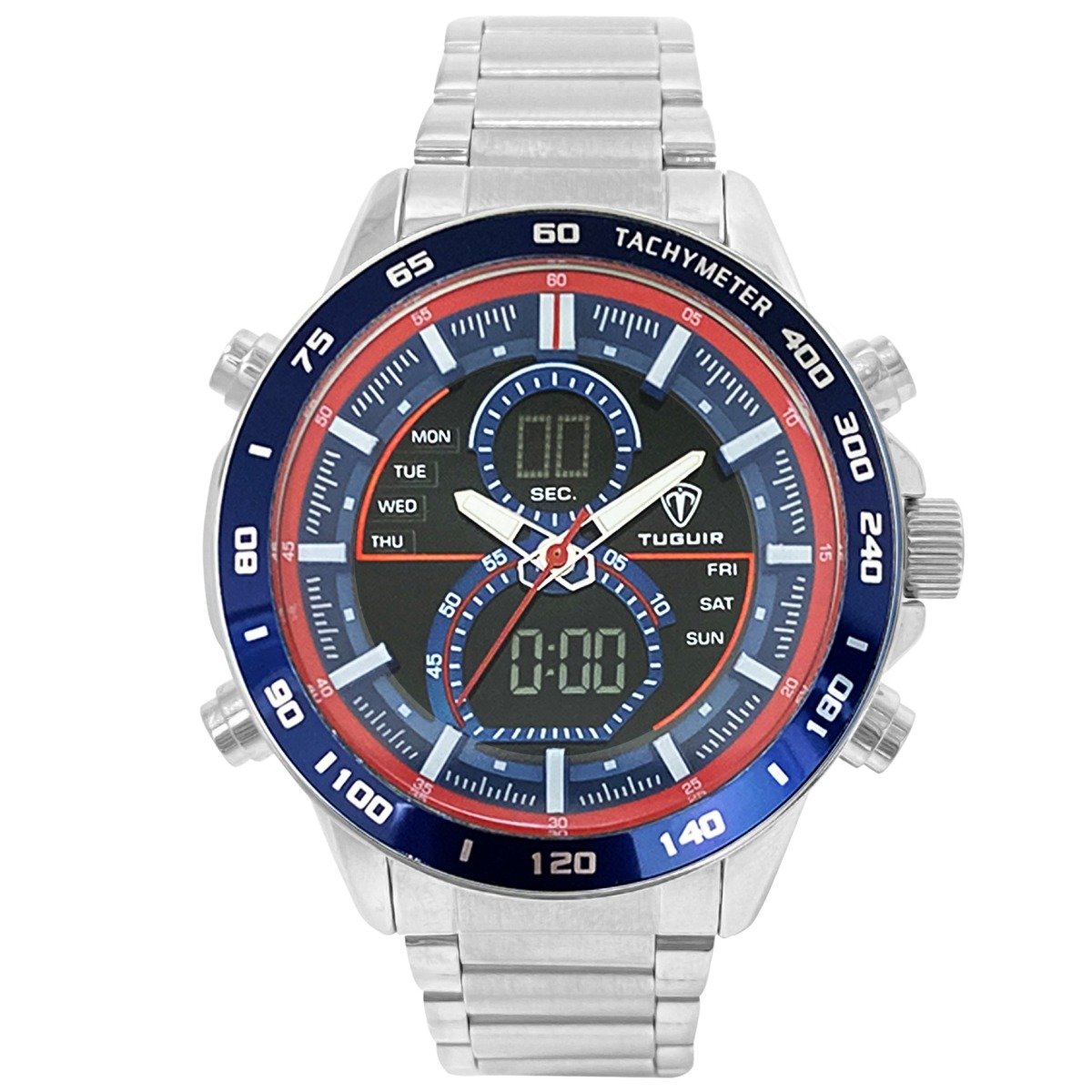 Relógio Masculino Tuguir AnaDigi TG1156 Prata e Azul Prata 1