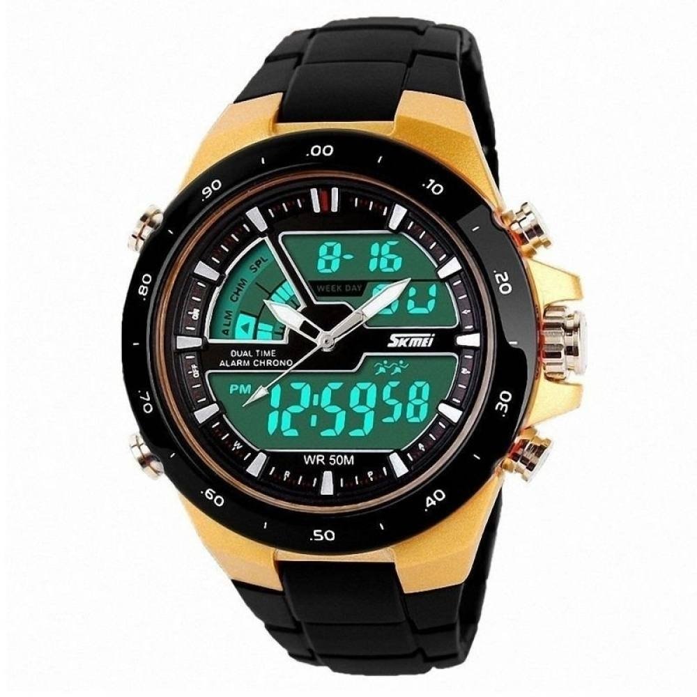 Relógio Masculino Skmei AnaDigi 1016 Preto e Dourado Dourado 2