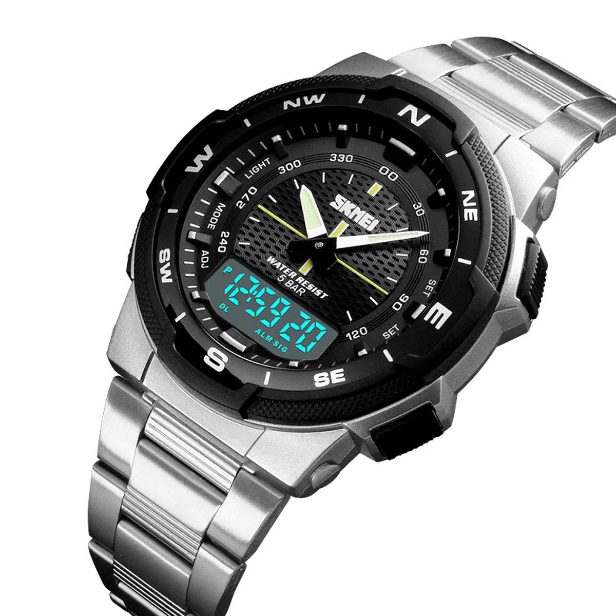 Relógio Masculino Skmei Digital 1370 Prata e Preto Prata 6