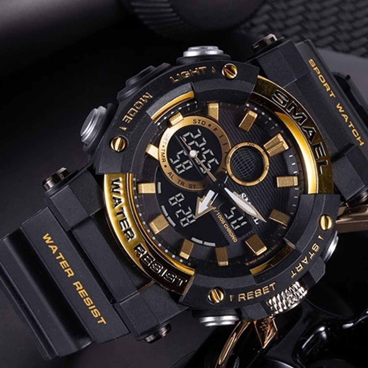 Relógio Masculino Smael AnaDigi 8048 Preto e Dourado Preto 2