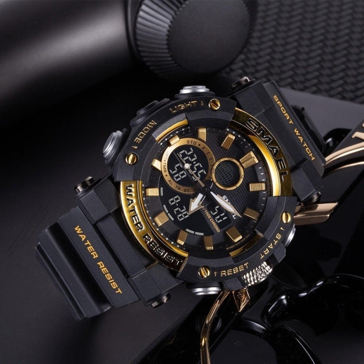 Relógio Masculino Smael AnaDigi 8048 Preto e Dourado Preto 3