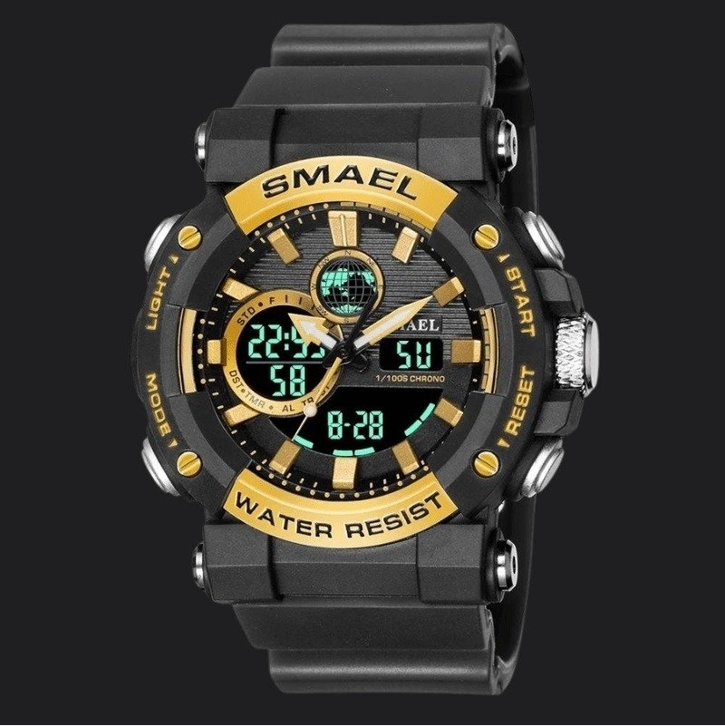 Relógio Masculino Smael AnaDigi 8048 Preto e Dourado Preto 4
