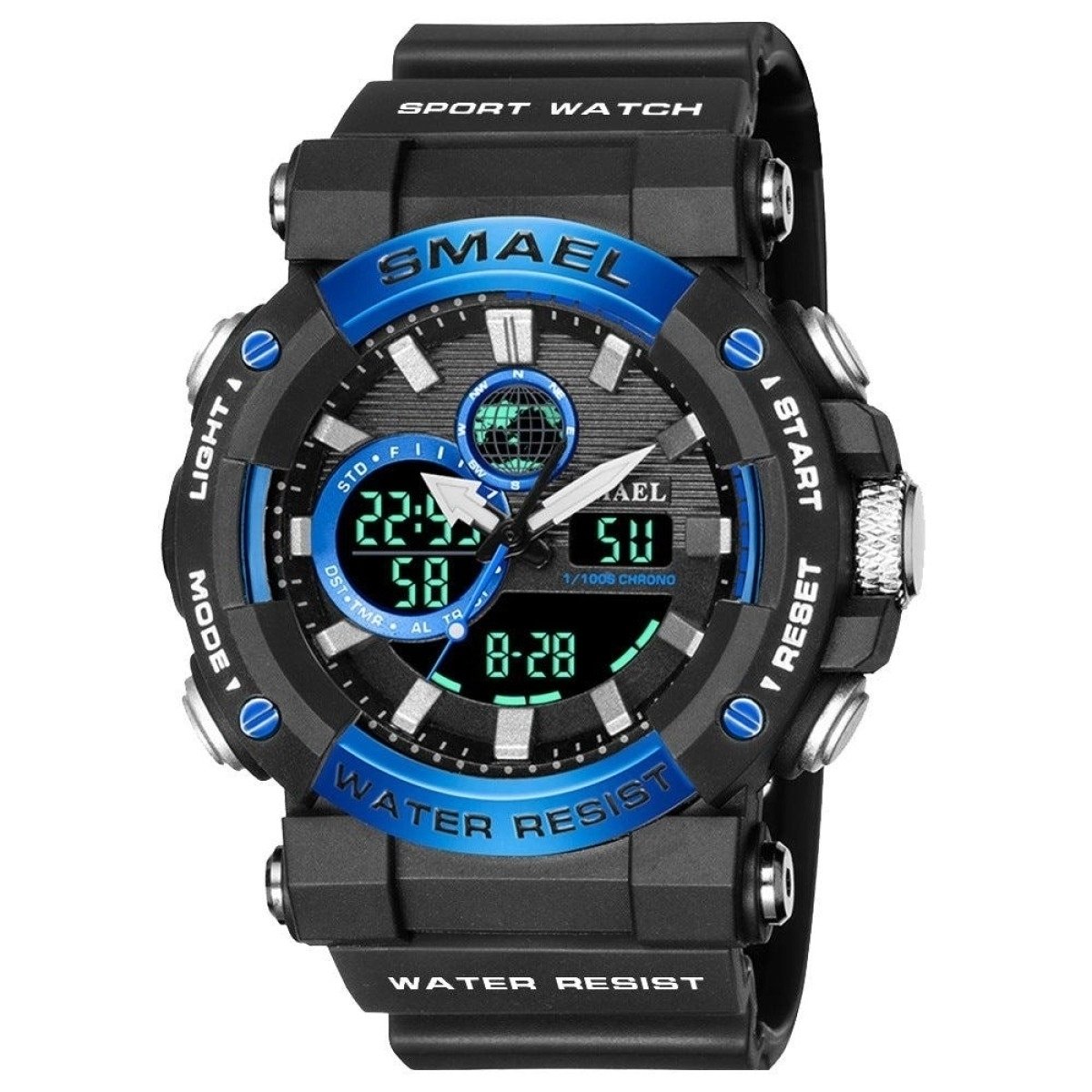 Relógio Masculino Smael AnaDigi 8048 Preto e Azul Preto 1