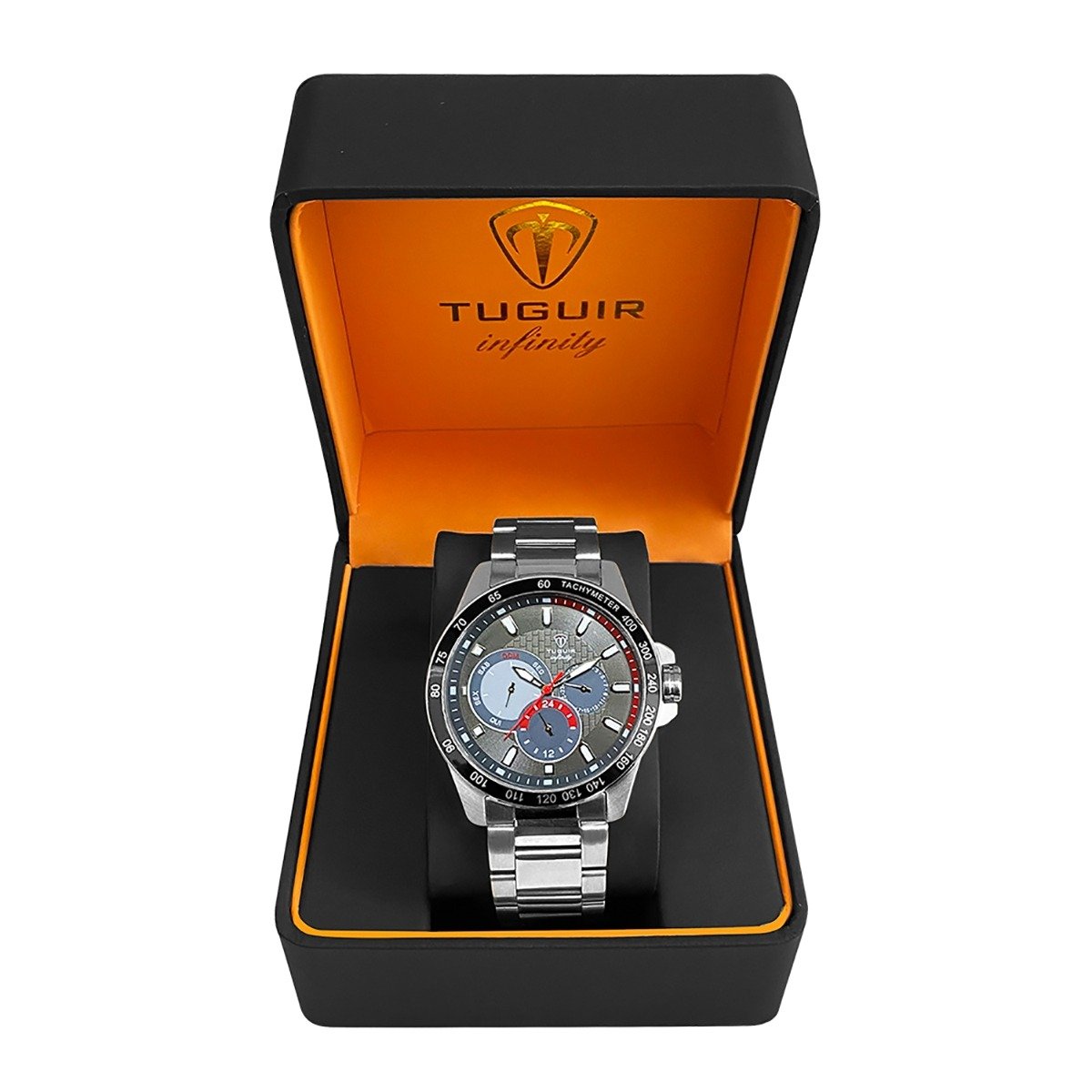 Relógio Masculino Tuguir Analógico Infinity 6116J Prata e Preto Prata 2