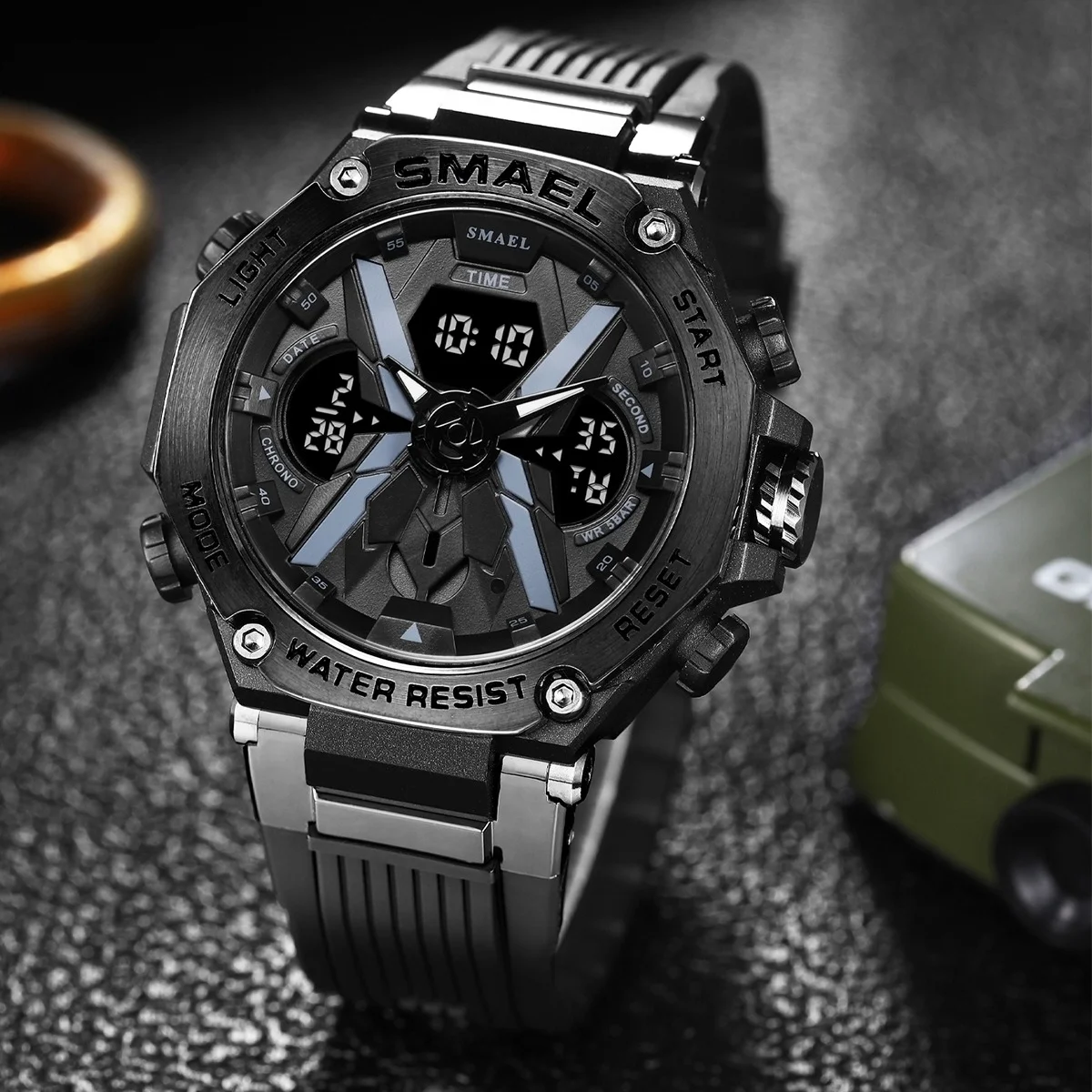Relógio Masculino Smael Digital 8087 Preto Preto 3
