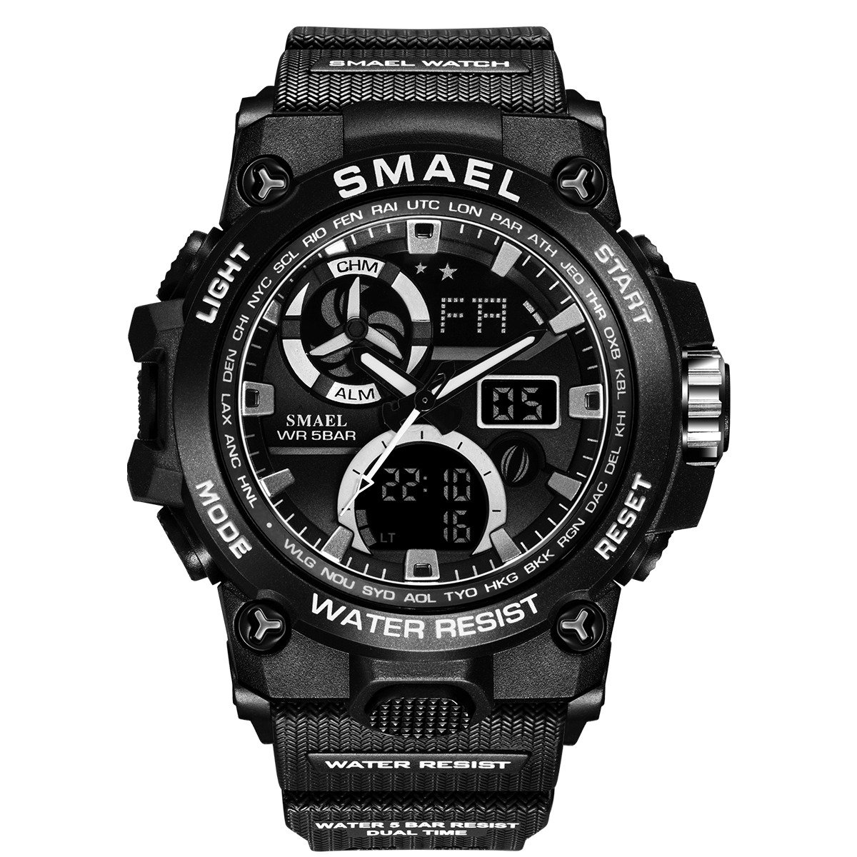 Relógio Masculino Relógio Smael AnaDigi 8011 Preto Preto 1
