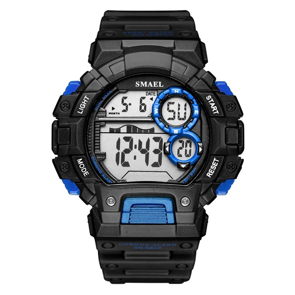 Relógio Masculino Smael Digital 1443 - Preto e Azul Preto 1