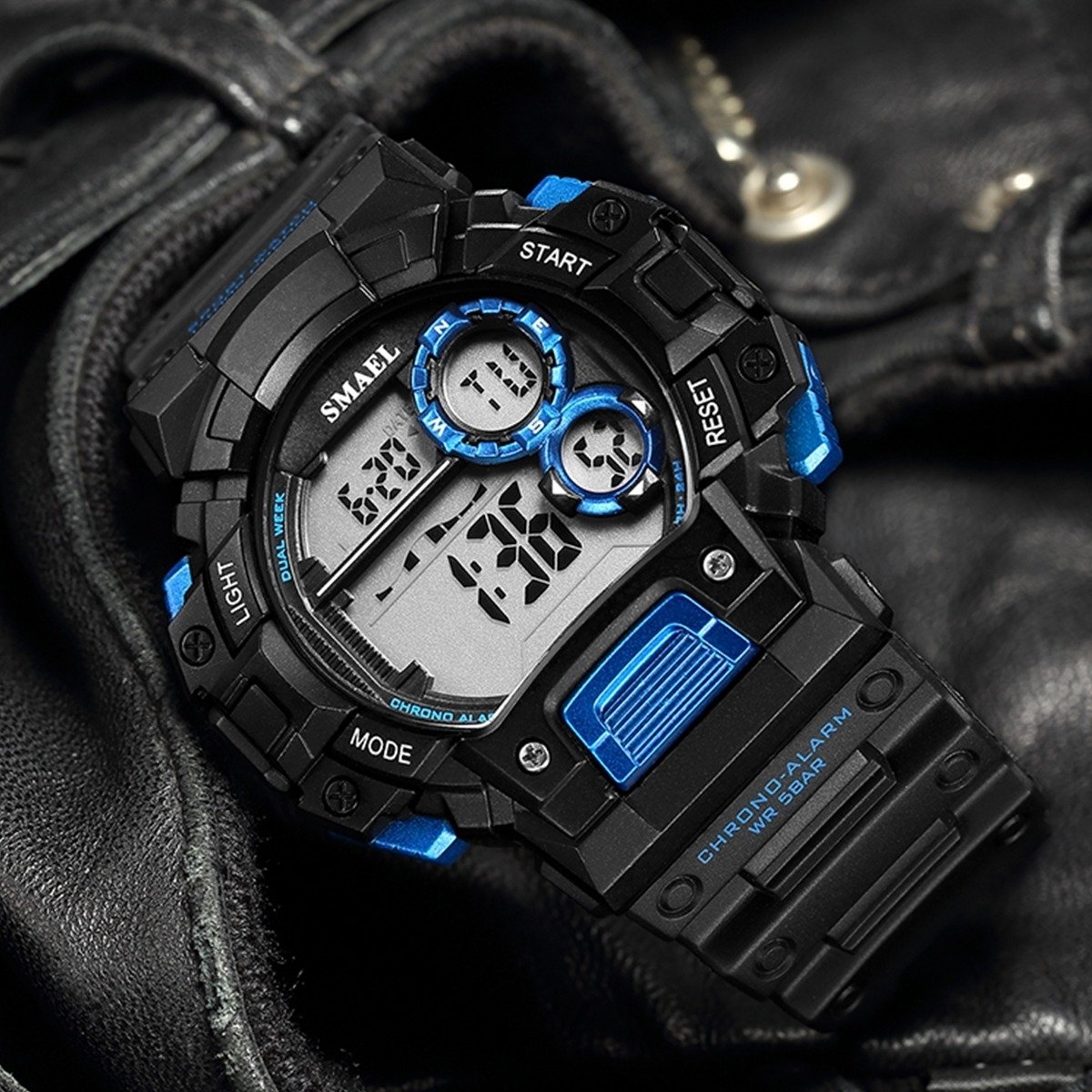 Relógio Masculino Smael Digital 1443 - Preto e Azul Preto 2
