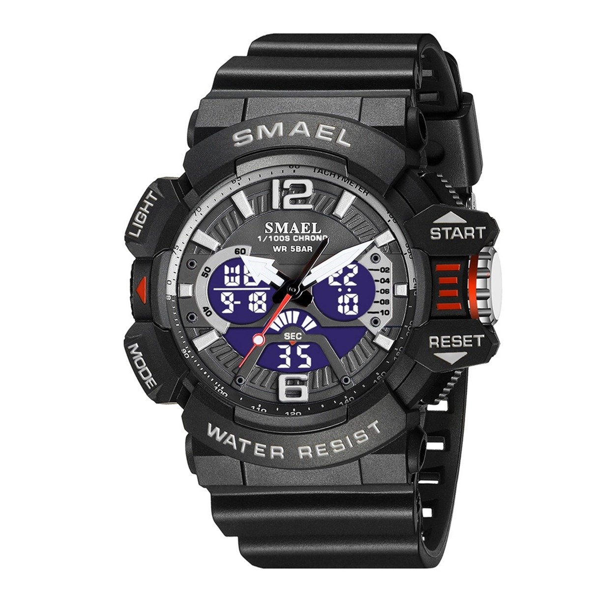Relógio Masculino Smael AnaDigi 8065 - Preto Preto 1