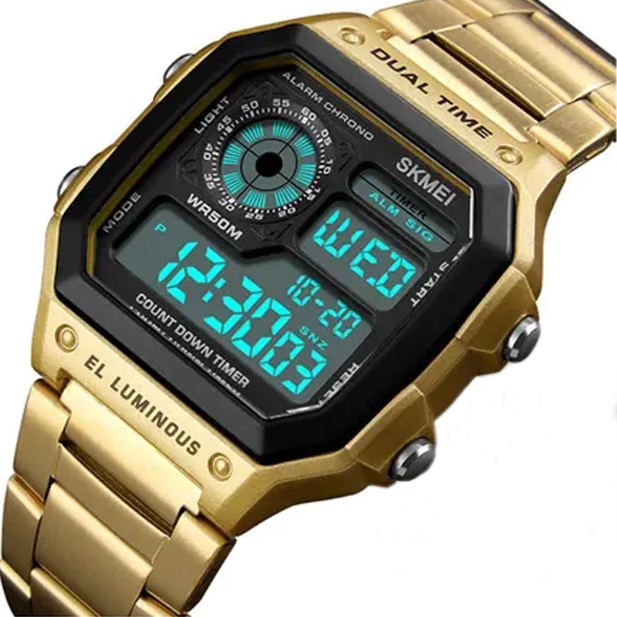 Relógio Masculino Skmei Digital 1335 Dourado Dourado 3