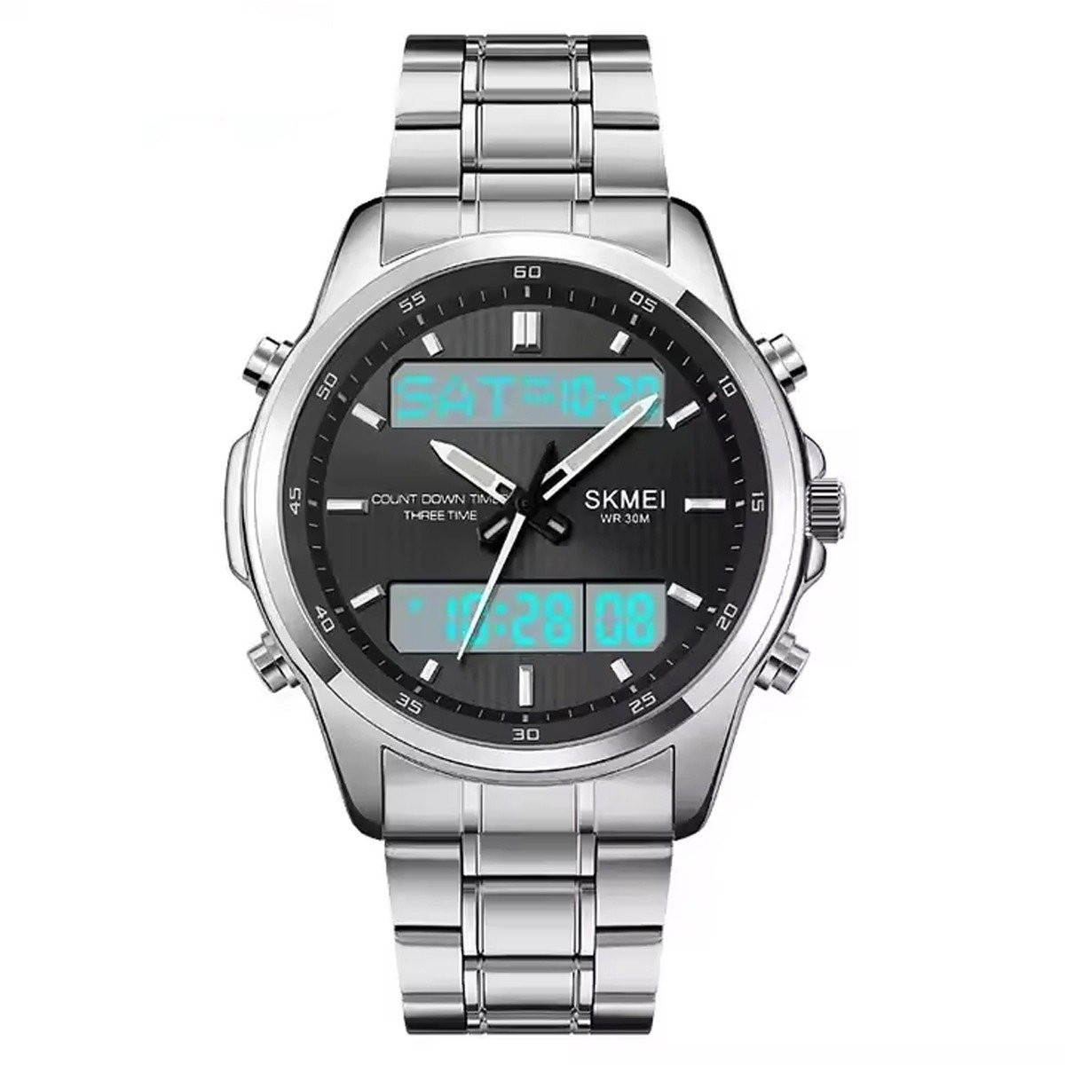 Relógio Masculino Skmei AnaDigi 2049 Prata e Preto Prata 2