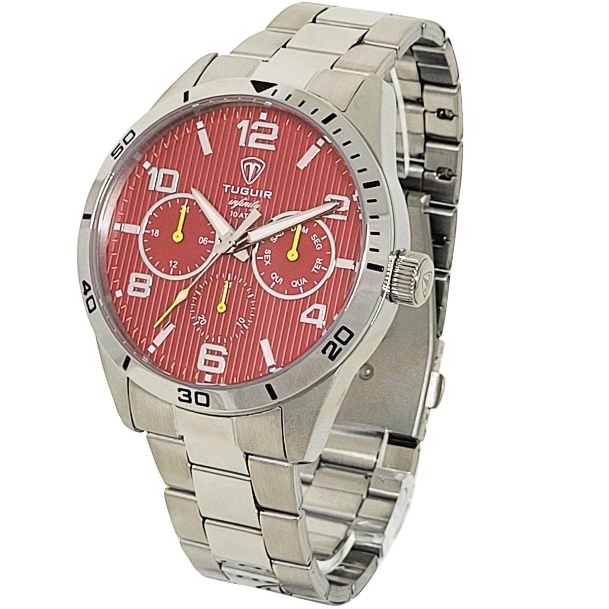 Relógio MultiFunção Masculino Tuguir Analógico Infinity TGI37057 - Prata e Vermelho Prata 2