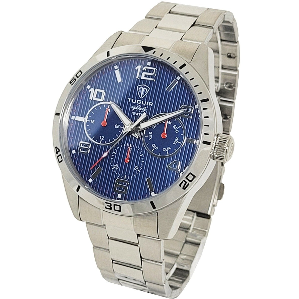 Relógio MultiFunção Masculino Tuguir Analógico Infinity TGI37056 - Prata e Azul Prata 2