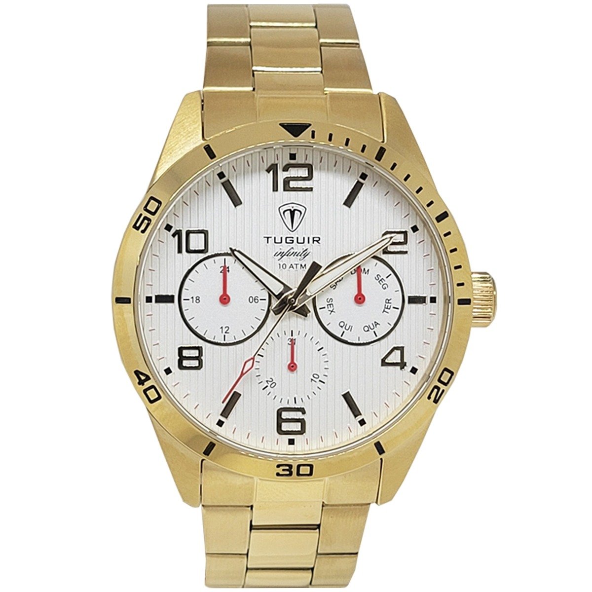 Relógio MultiFunção Masculino Tuguir Analógico Infinity TGI37060 - Dourado e Branco Dourado 1