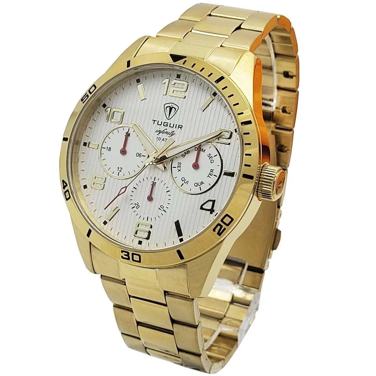 Relógio MultiFunção Masculino Tuguir Analógico Infinity TGI37060 - Dourado e Branco Dourado 2