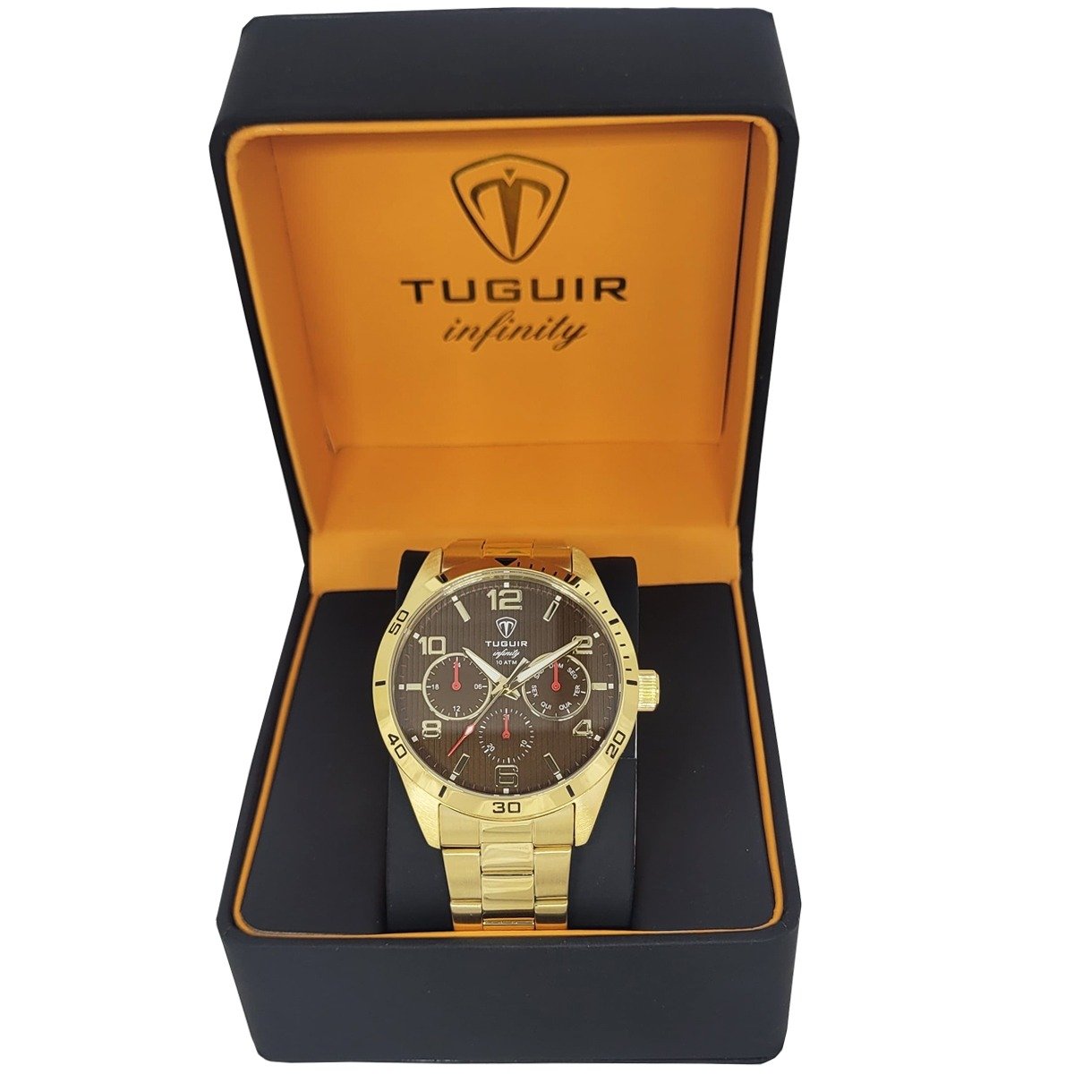 Relógio Masculino de Aço Relógio MultiFunção Tuguir Analógico Infinity TGI37059 Dourado e Marrom Dourado 3