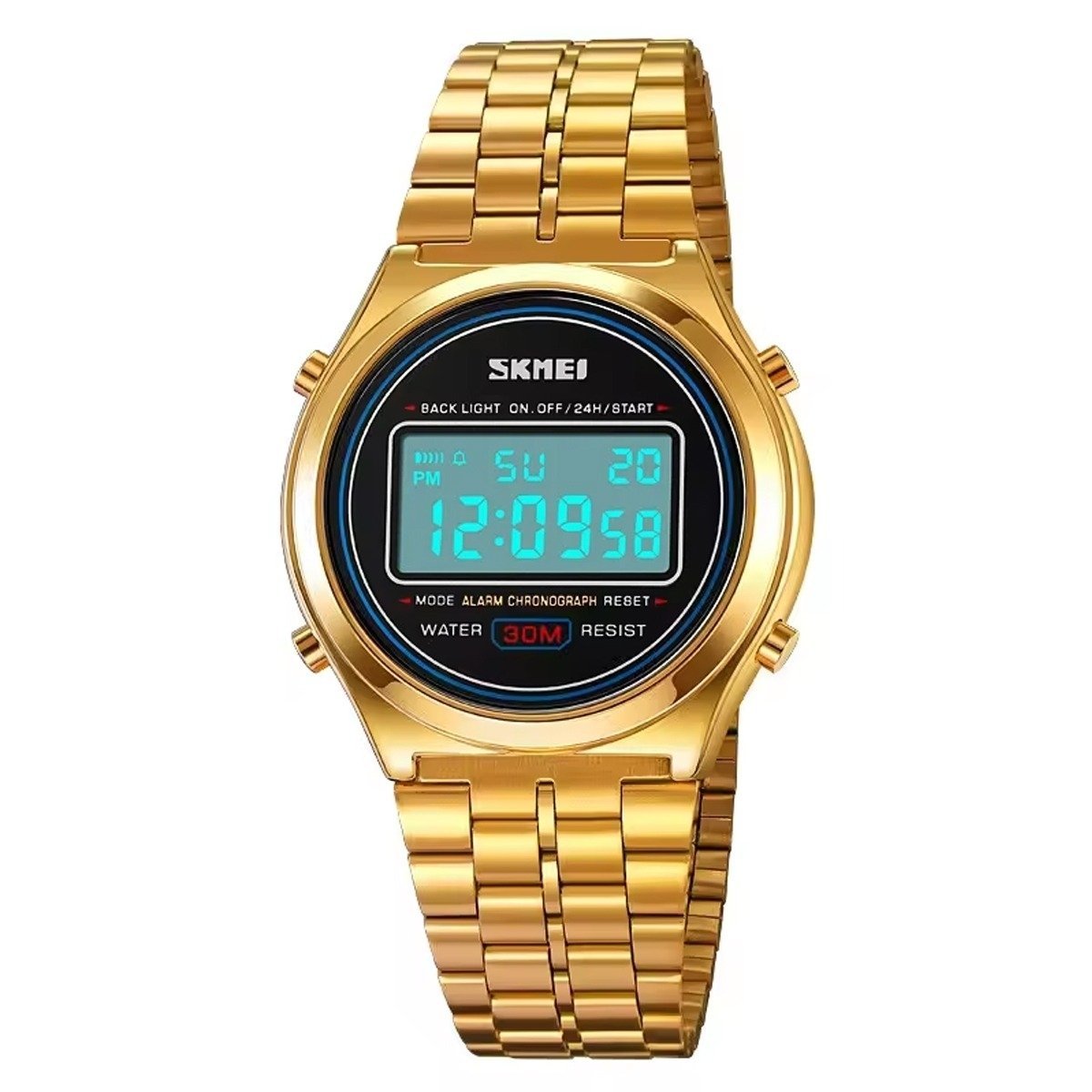 Relógio Unissex Skmei Digital 2146 - Dourado (5ATM, Esportivo, Despertador, Cronômetro, Calendário, Luz) Dourado 2