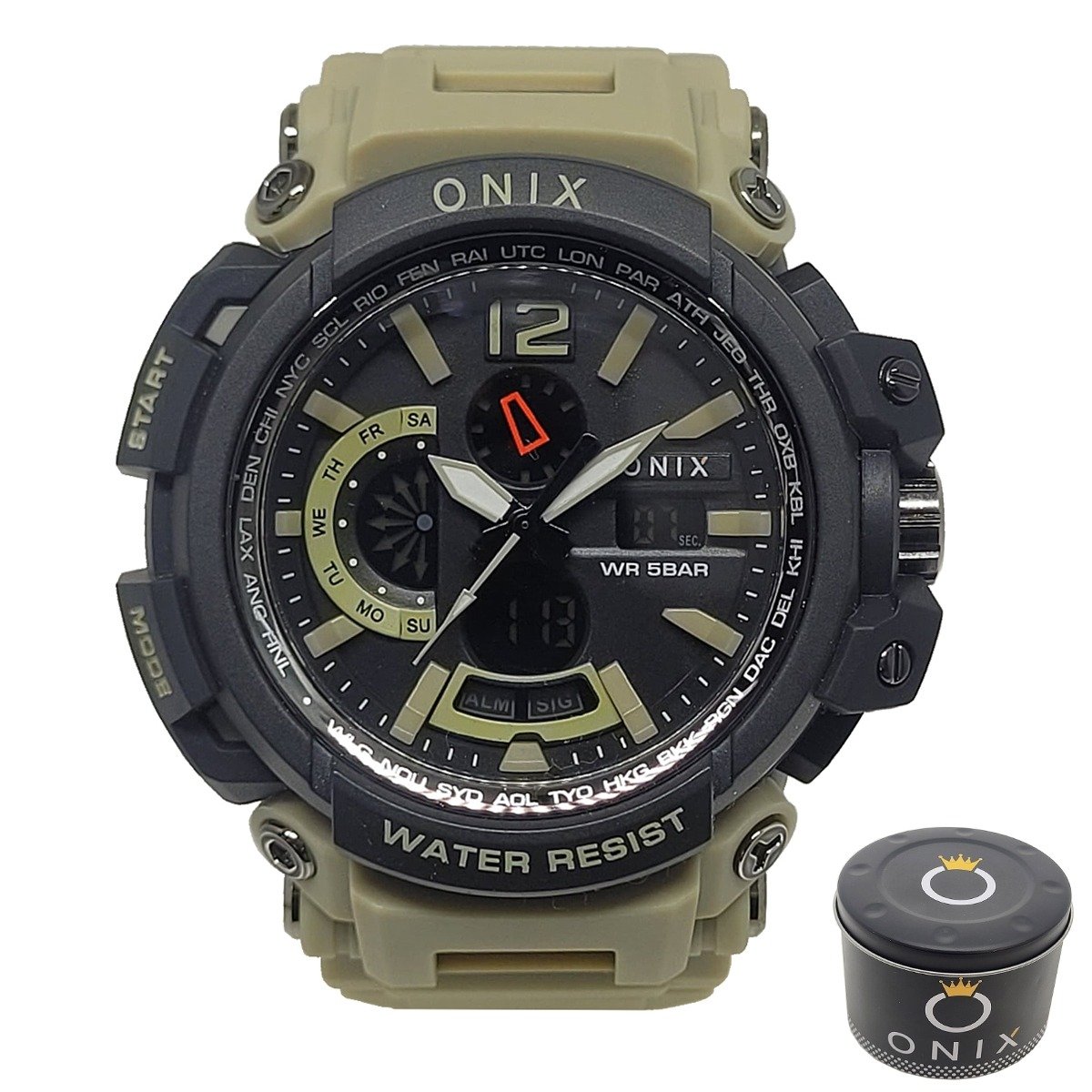 Relógio Masculino Onix AnaDigi OX124 Bege e Preto Bege 3