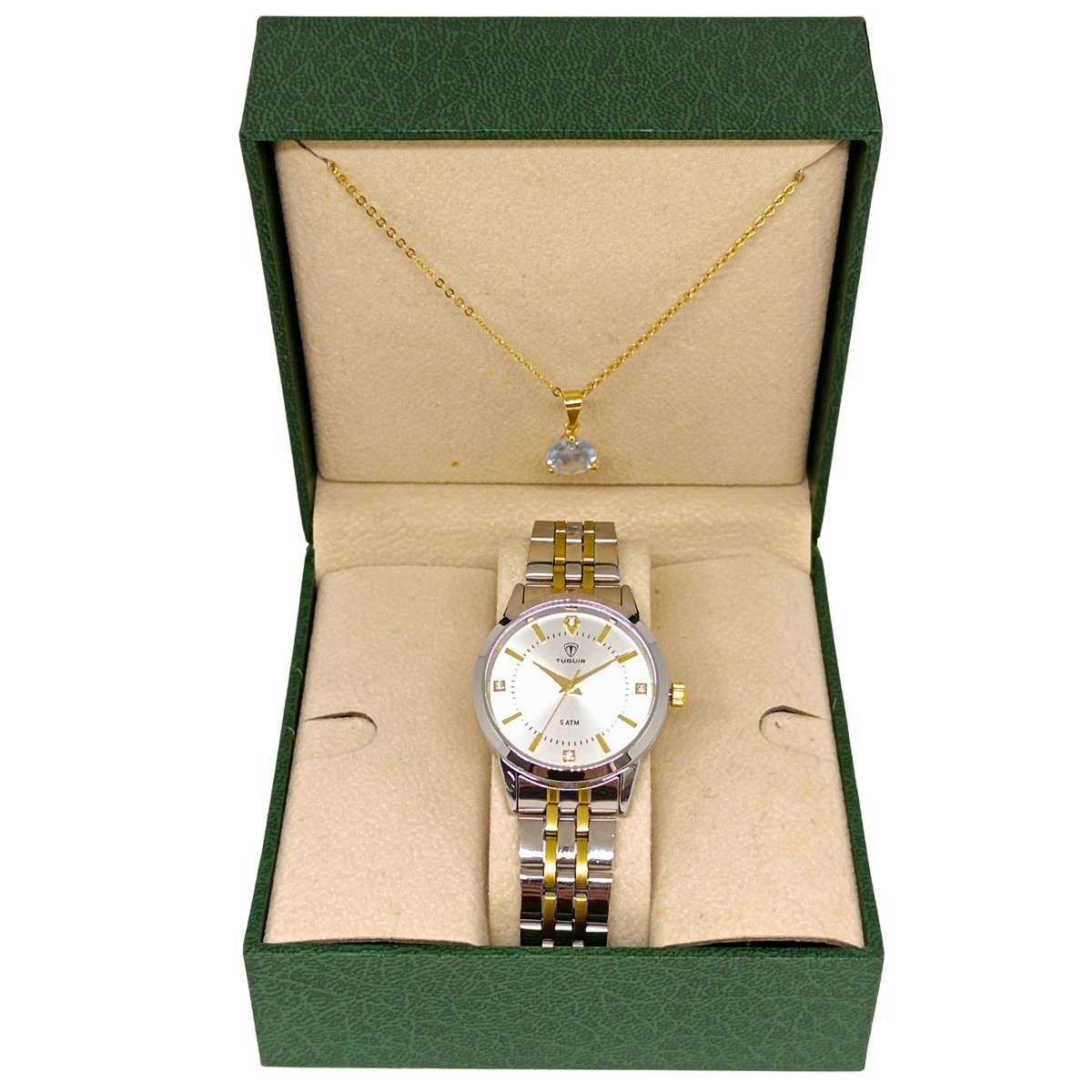 Relógio Feminino Tuguir Analógico 9182B Prata e Dourado
