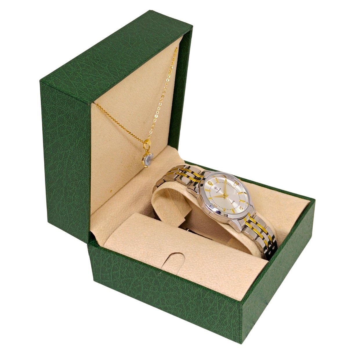 Relógio Feminino Tuguir Analógico 9182B Prata e Dourado Prata 3