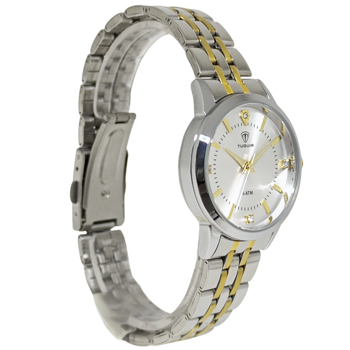 Relógio Feminino Tuguir Analógico 9182B Prata e Dourado Prata 4
