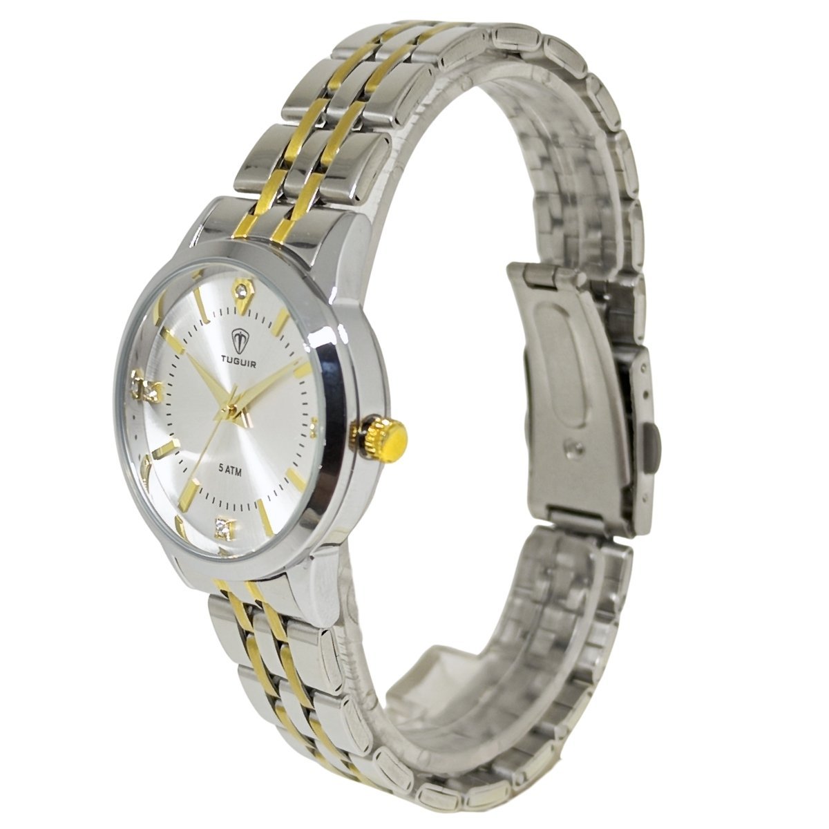 Relógio Feminino Tuguir Analógico 9182B Prata e Dourado Prata 5