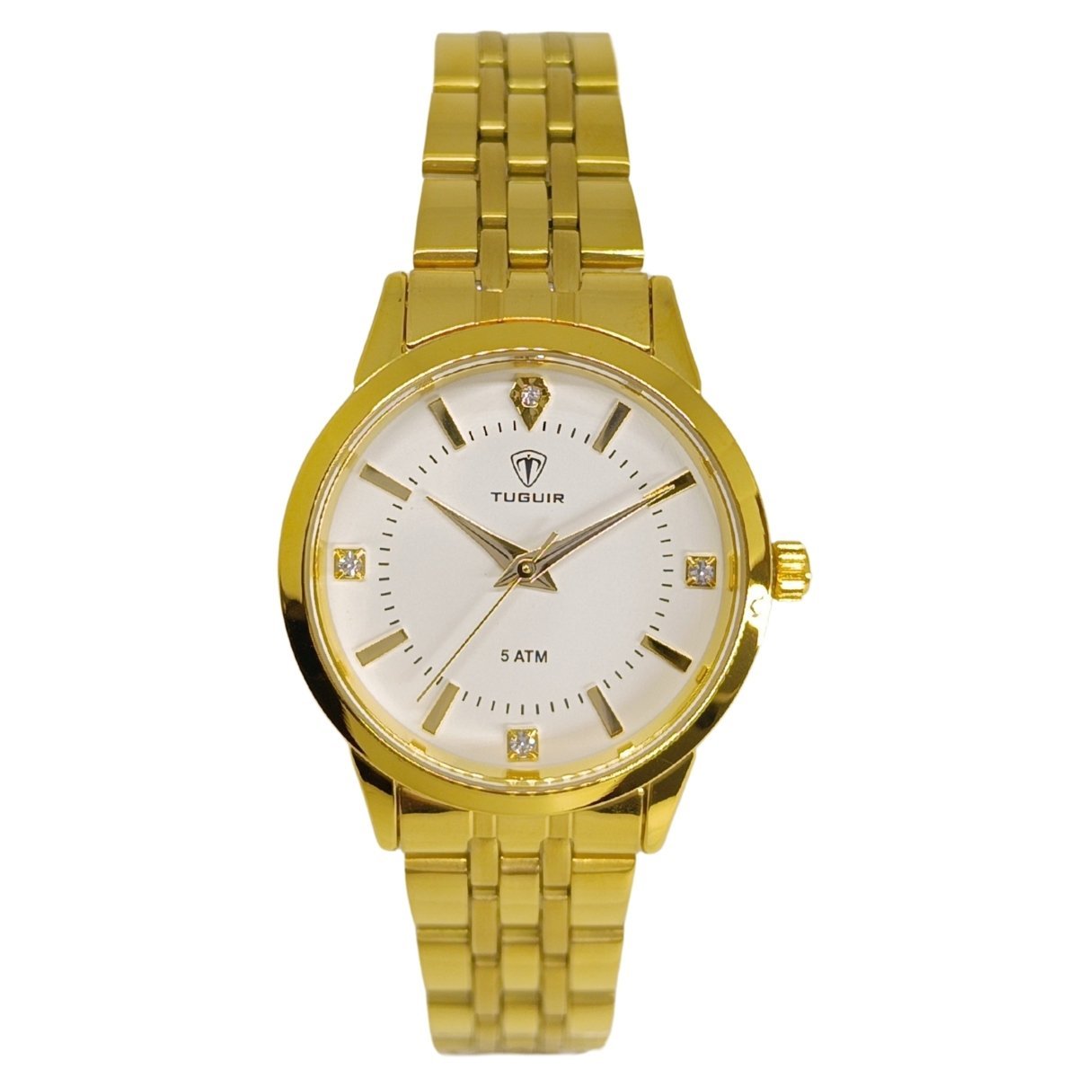 Relógio Feminino Tuguir Analógico 9182B Dourado e Branco