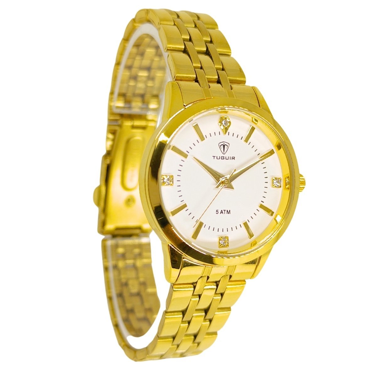 Relógio Feminino Tuguir Analógico 9182B Dourado e Branco Dourado 4