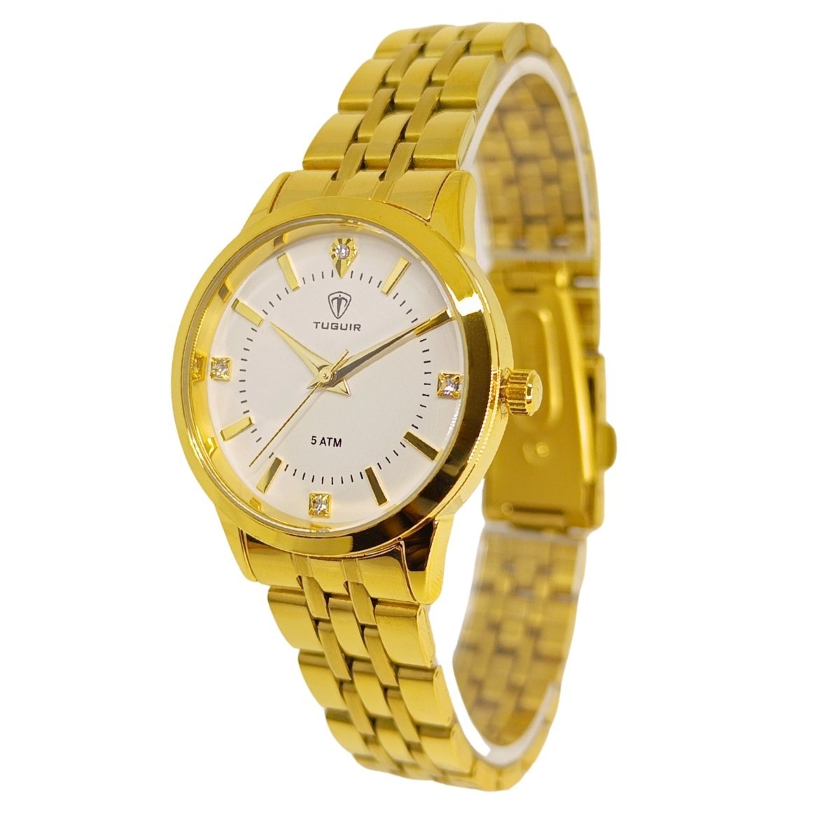Relógio Feminino Tuguir Analógico 9182B Dourado e Branco Dourado 5